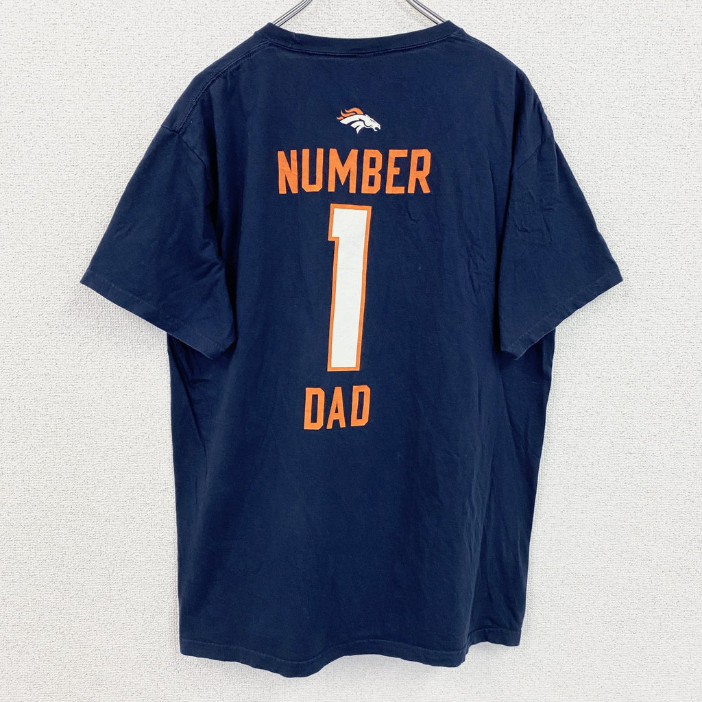NFL　半袖クルーネックプリントＴシャツ　デンバーブロンコス　フットボール　背番号　ネイビー　紺　Lサイズ　古着
