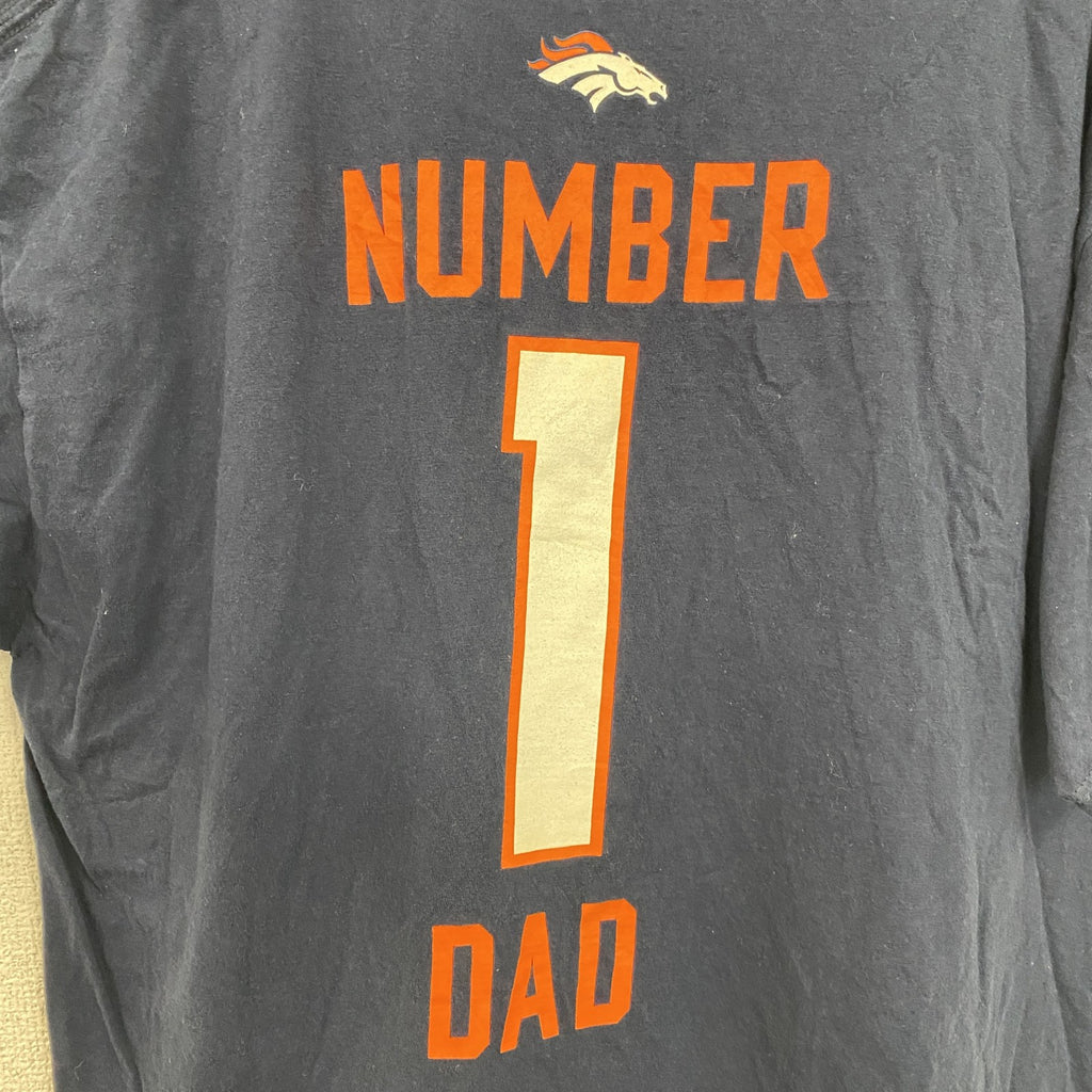 NFL　半袖クルーネックプリントＴシャツ　デンバーブロンコス　フットボール　背番号　ネイビー　紺　Lサイズ　古着