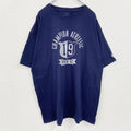 champion　チャンピオン　半袖プリントTシャツ　アーチプリント　クルーネック　現行　紺　ネイビー　2XLサイズ　古着
