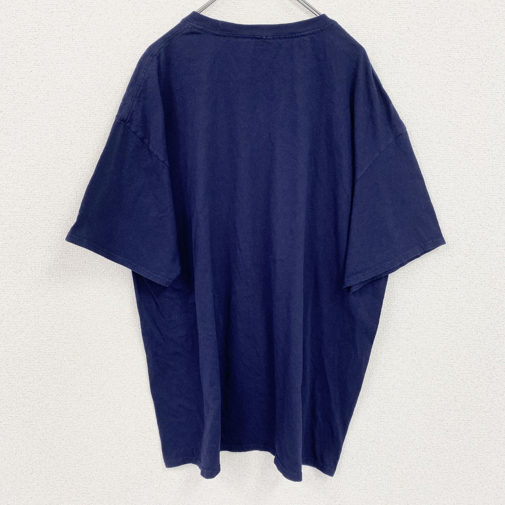 champion　チャンピオン　半袖プリントTシャツ　アーチプリント　クルーネック　現行　紺　ネイビー　2XLサイズ　古着