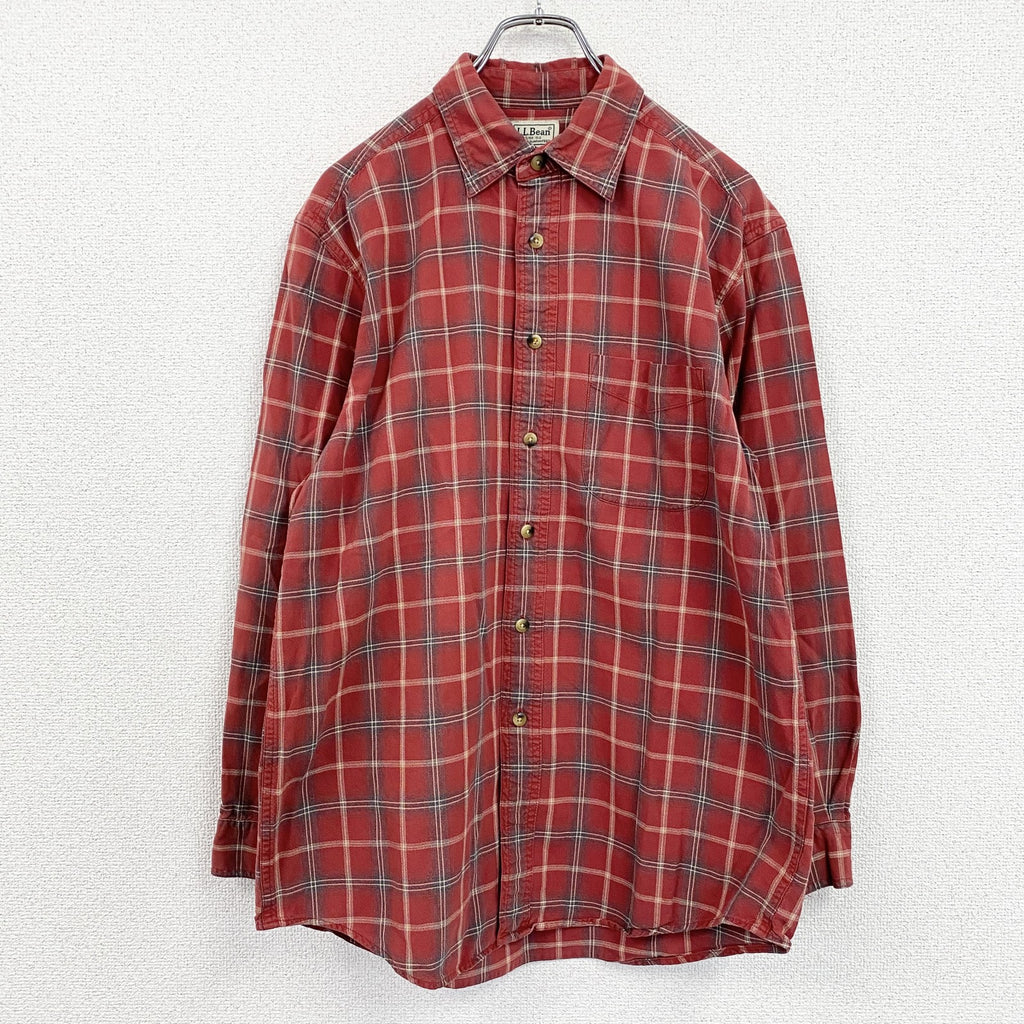 L.L.Bean　エルエルビーン　長袖シャツ　チェック柄　赤　レッド　Mサイズ　古着