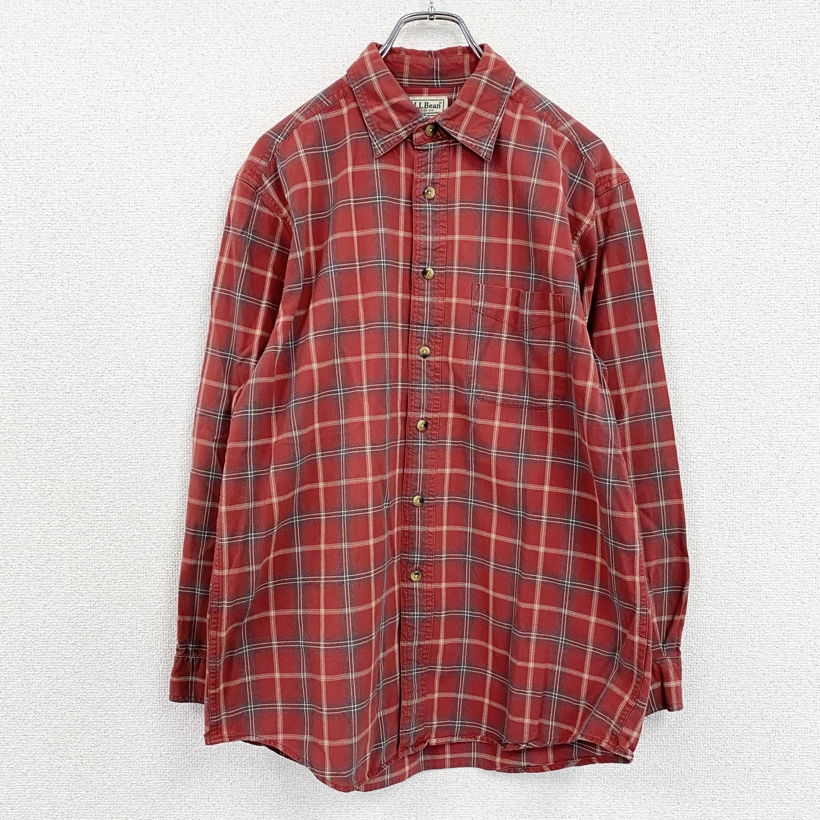 L.L.Bean　エルエルビーン　長袖シャツ　チェック柄　赤　レッド　Mサイズ　古着