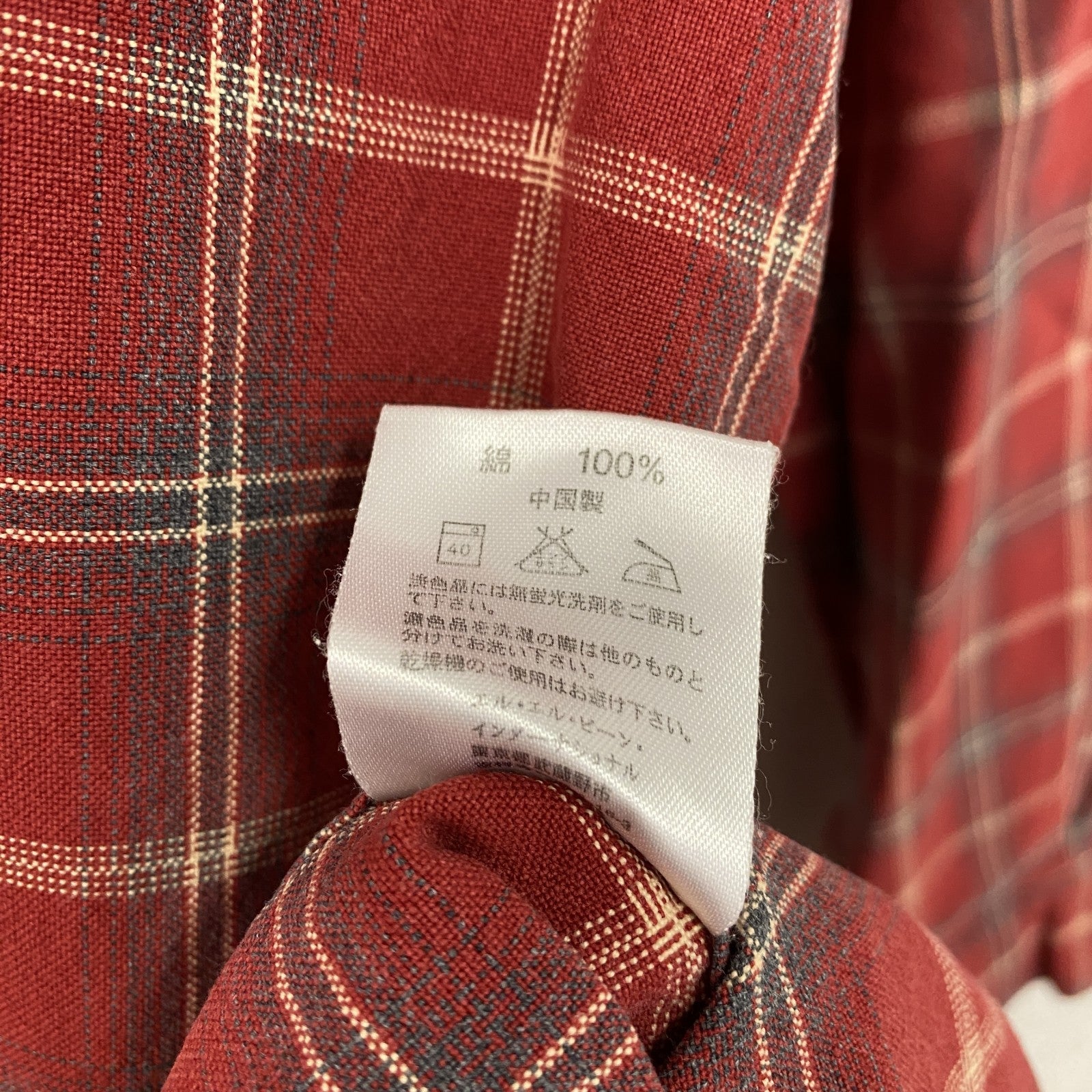 L.L.Bean　エルエルビーン　長袖シャツ　チェック柄　赤　レッド　Mサイズ　古着