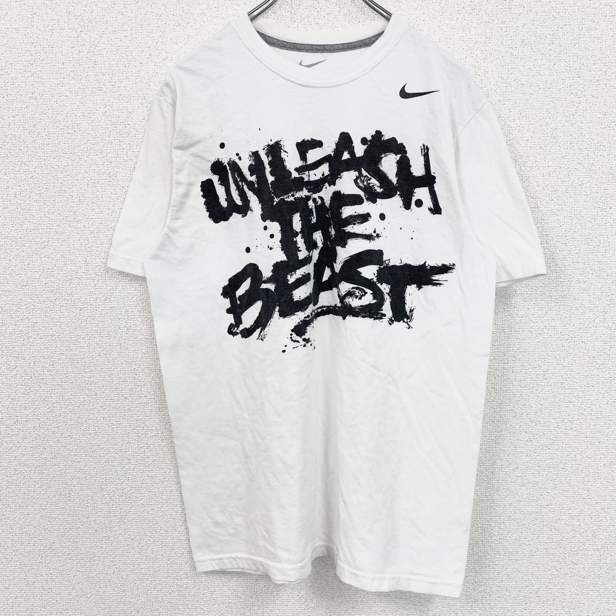 NIKE　ナイキ　メキシコ製　半袖英語プリントＴシャツ　クルーネック　白　ホワイト　Mサイズ　古着
