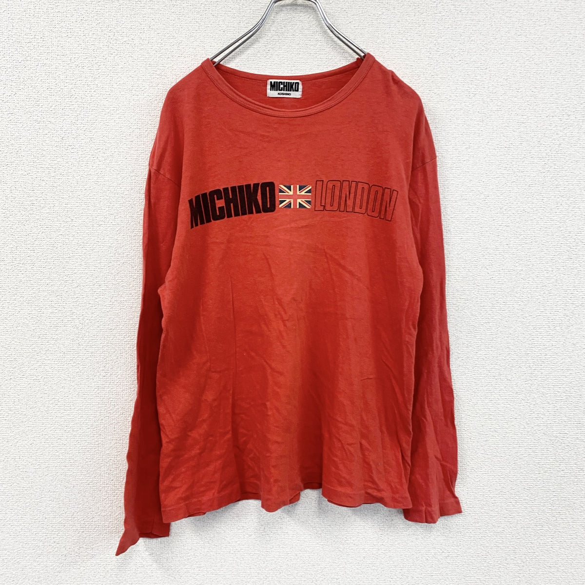 90s　MICHIKO LONDON KOSHINO　コシノミチコ　ミチコロンドン　長袖Tシャツ　赤　レッド　　ヴィンテージ　古着