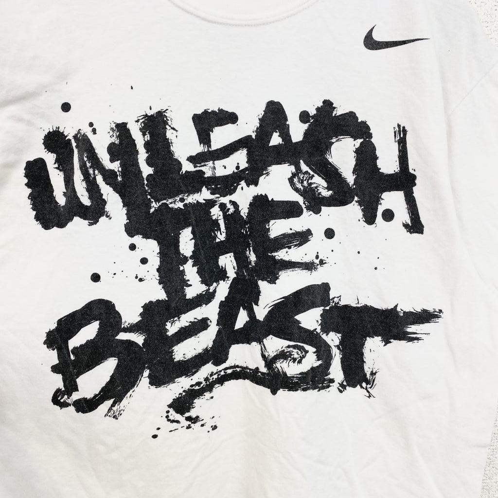 NIKE　ナイキ　メキシコ製　半袖英語プリントＴシャツ　クルーネック　白　ホワイト　Mサイズ　古着