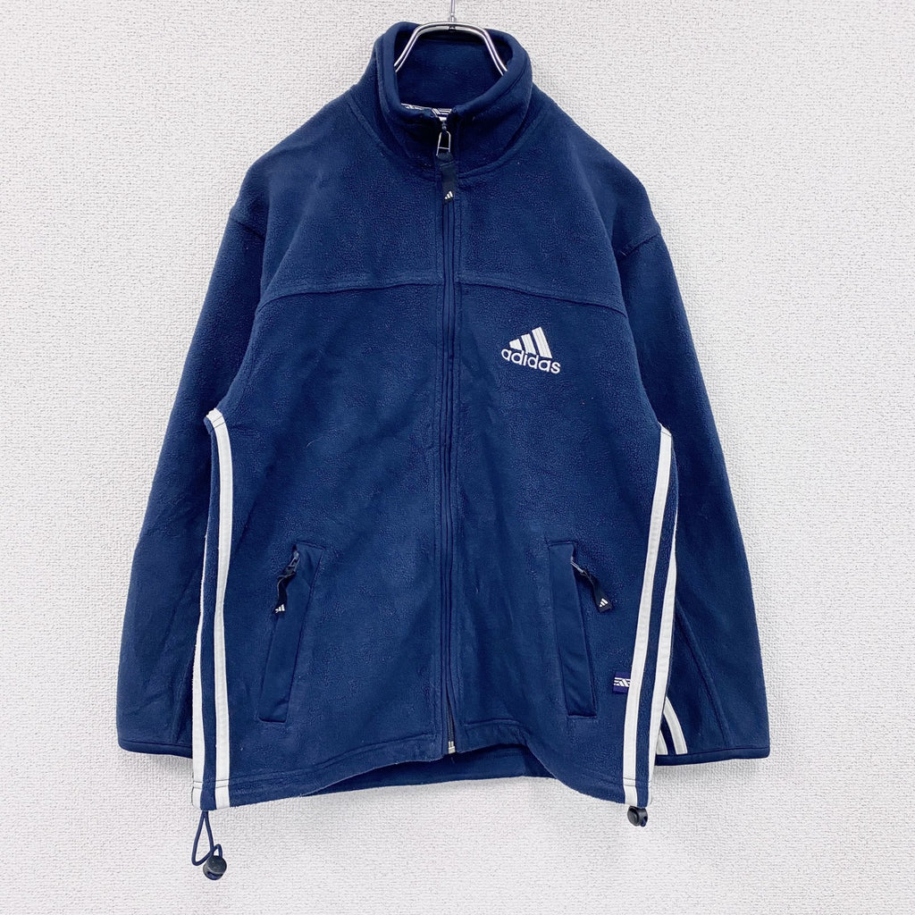 90s　adidas　アディダス　フリースジャケット/ボアジャケット　パフォーマンスロゴ　ヴィンテージ　紺　ネイビー　Mサイズ　古着