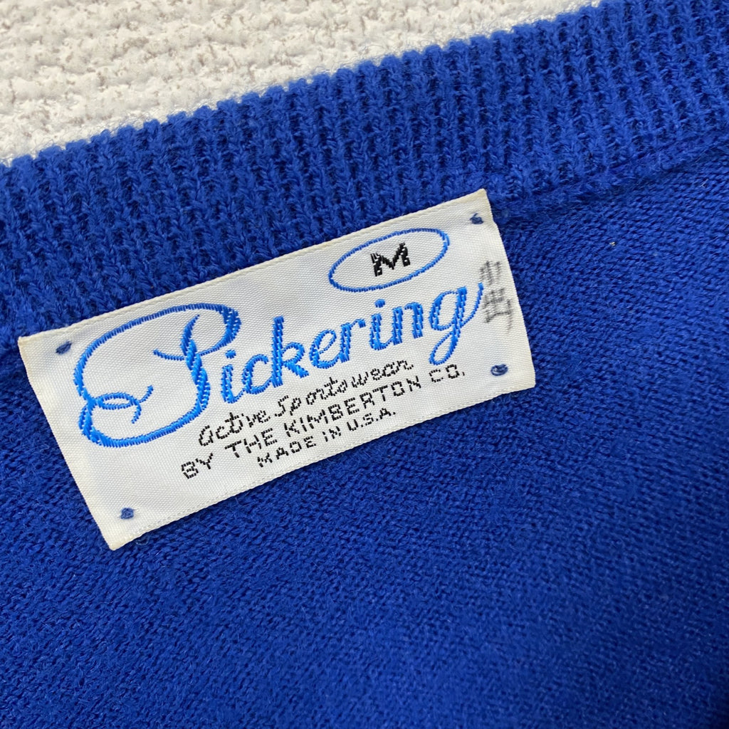 80s　Pickering　ピカリング　アクリルニットセーター　ヴィンテージ　青　ブルー　Mサイズ ニットカーディガン メンズ 古着