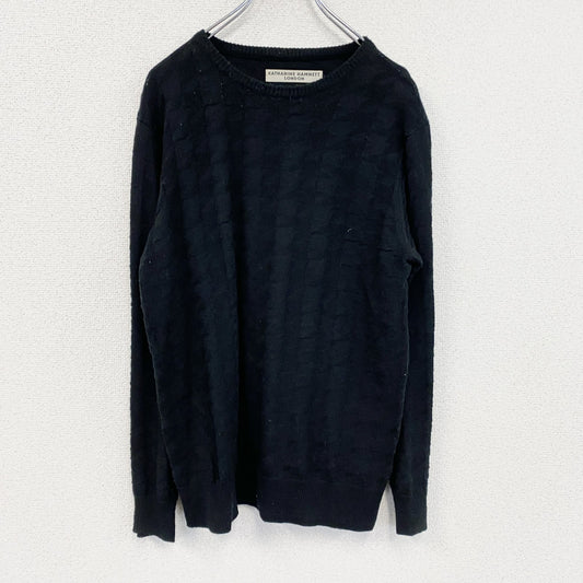 KATHARINE HAMNETT　アクリル混ウールニットセーター　黒　ブラック　Lサイズ