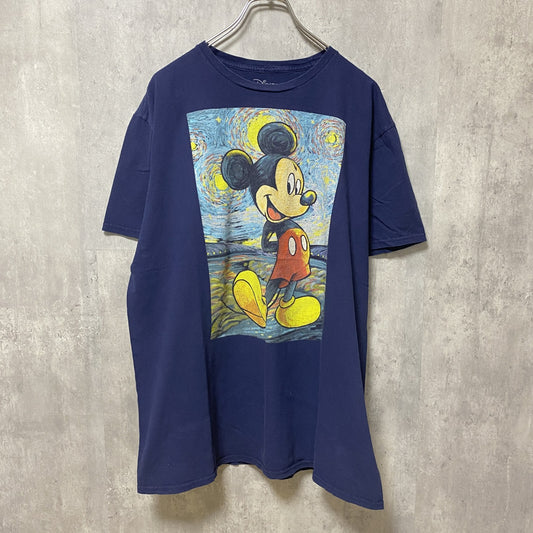 古着 used　Disney　ディズニー　半袖プリントTシャツ　ミッキー　紺　ネイビー　ビッグシルエット　オーバーサイズ