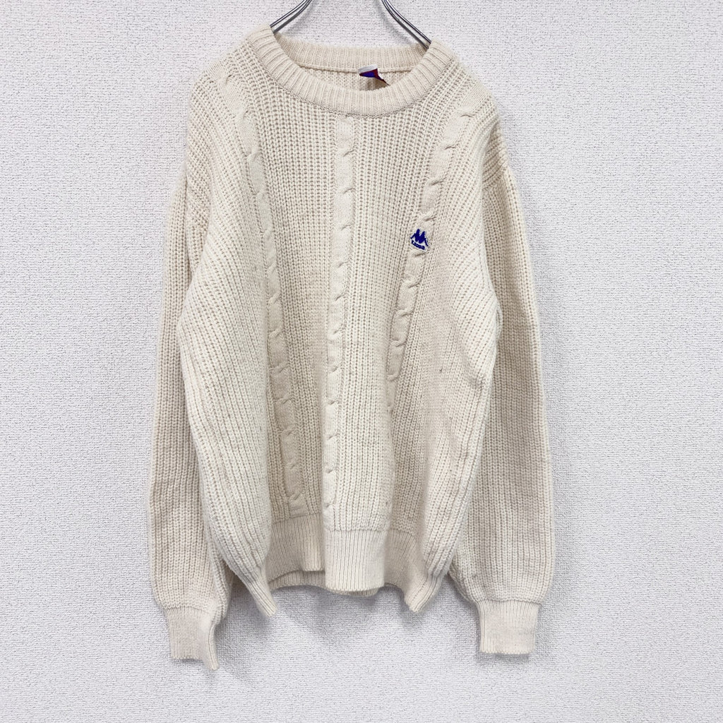 80s～　Kappa　カッパ　ニットセーター　テクスチャーニット　ヴィンテージ　アイボリー　52サイズ　古着
