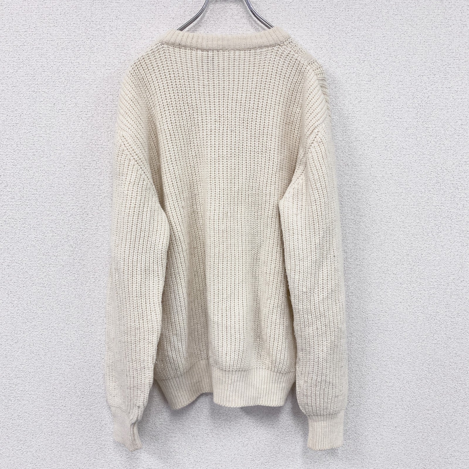 80s～　Kappa　カッパ　ニットセーター　テクスチャーニット　ヴィンテージ　アイボリー　52サイズ　古着