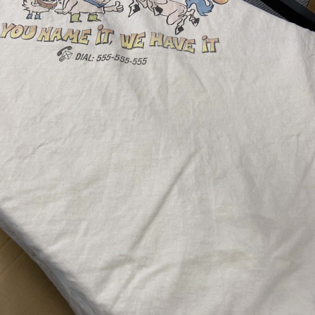 WEEKDAY　ウイークデイ　半袖プリントTシャツ　アーチプリント　ベージュ　Sサイズ カットソー メンズ コットン 古着