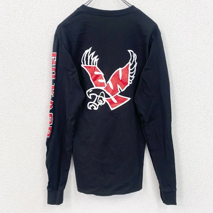 champion　チャンピオン　長袖プリントTシャツ　デザインロンT　イースタンイーグルス　黒　ブラック　Sサイズ　古着