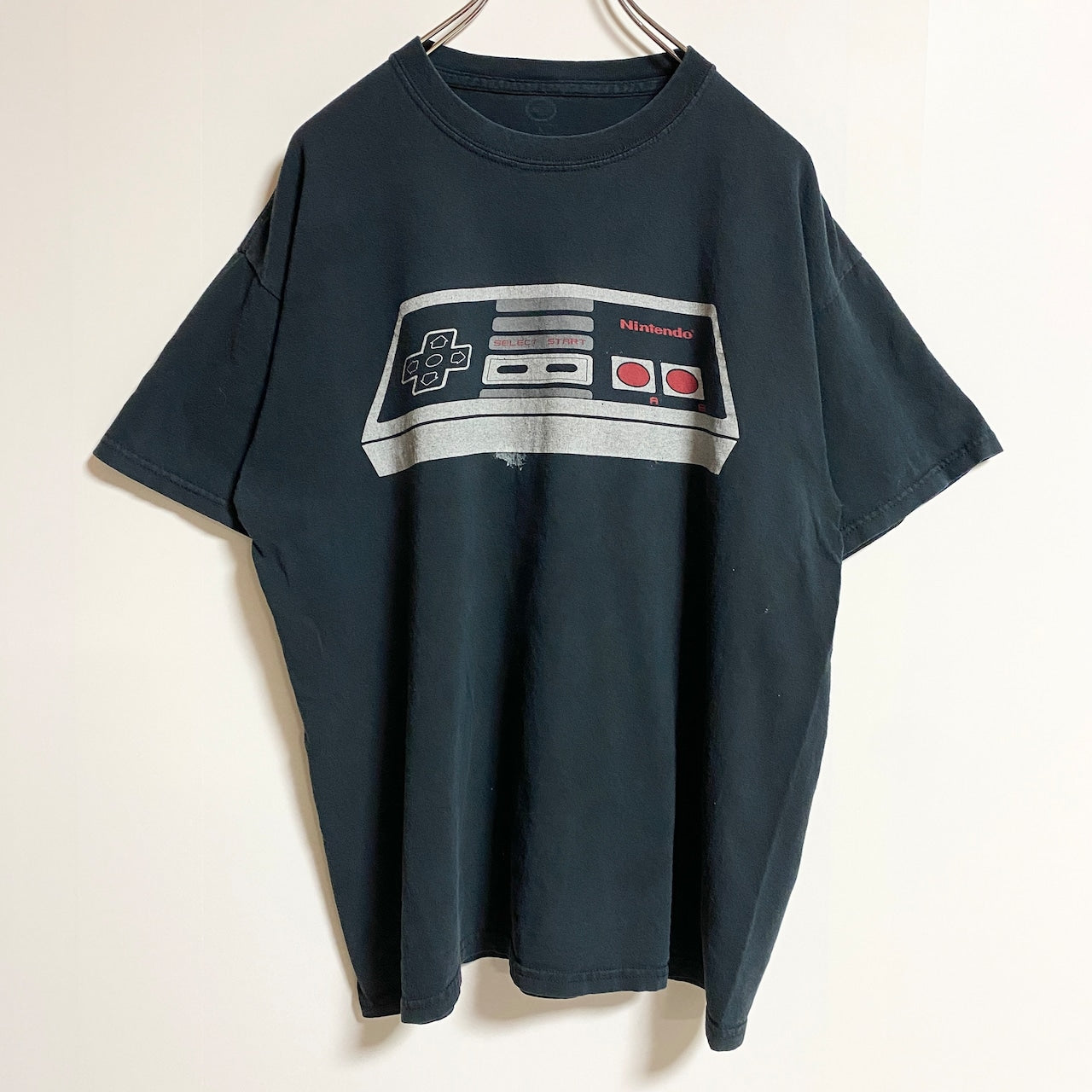 古着 used　Nintendo 任天堂　半袖ゲームプリントTシャツ　クルーネック　黒　ブラック　レトロ　デザイン　Lサイズ