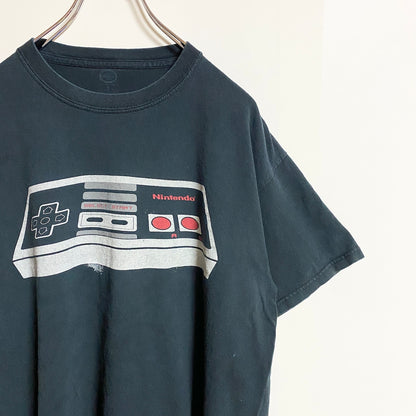 古着 used　Nintendo 任天堂　半袖ゲームプリントTシャツ　クルーネック　黒　ブラック　レトロ　デザイン　Lサイズ