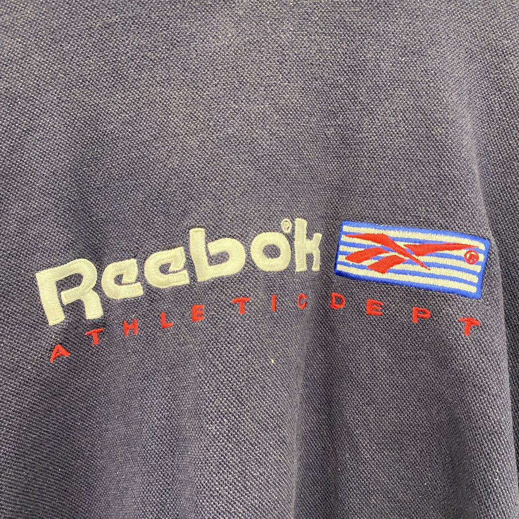 Reebok　リーボック　スウェット/トレーナー　デカロゴ　刺繍ロゴ　紺　ネイビー　XLサイズ　古着