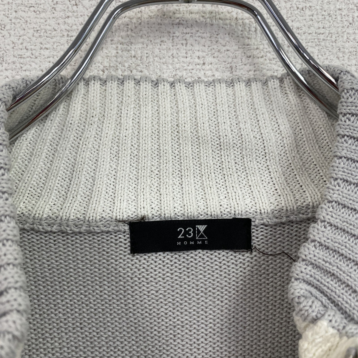 23区HOMME　ニジュウサンクオム　オンワード樫山　ジップアップコットンカーディガン　灰色　グレー　46サイズ　古着