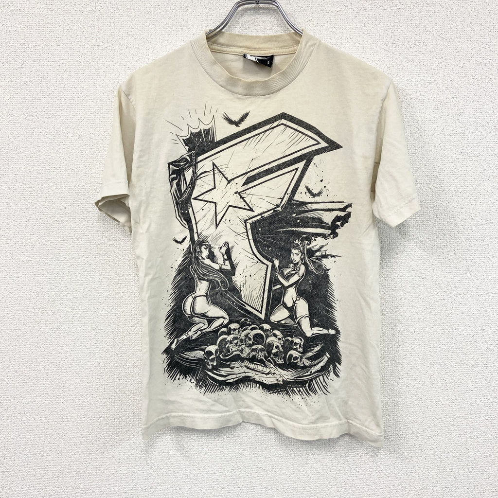 00s　FAMOUS STARS AND STRAPS　半袖プリントTシャツ　ヴィンテージ　白　ホワイト　Sサイズ　古着