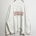 DHS　長袖ワッペンスウェット　トレーナー　白　ホワイト　クルーネック　レトロデザイン　秋冬服　ビッグシルエット　古着