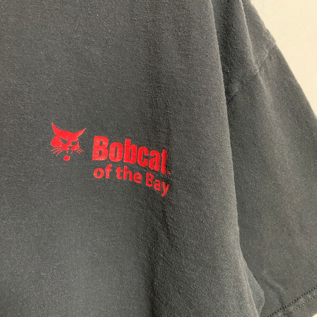 古着 used　PORT＆COMPANY　Bobcat　半袖プリントTシャツ　バックプリント　クルーネック　黒　ブラック　Lサイズ