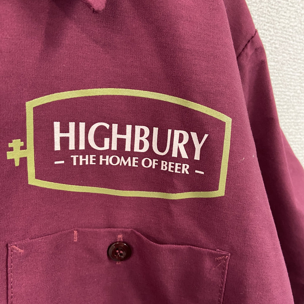 RED KAP　HIGHBURY　レッドキャップ　ハイバリー　半袖シャツ　ワッペン刺　企業　赤　レッド　Mサイズ　古着
