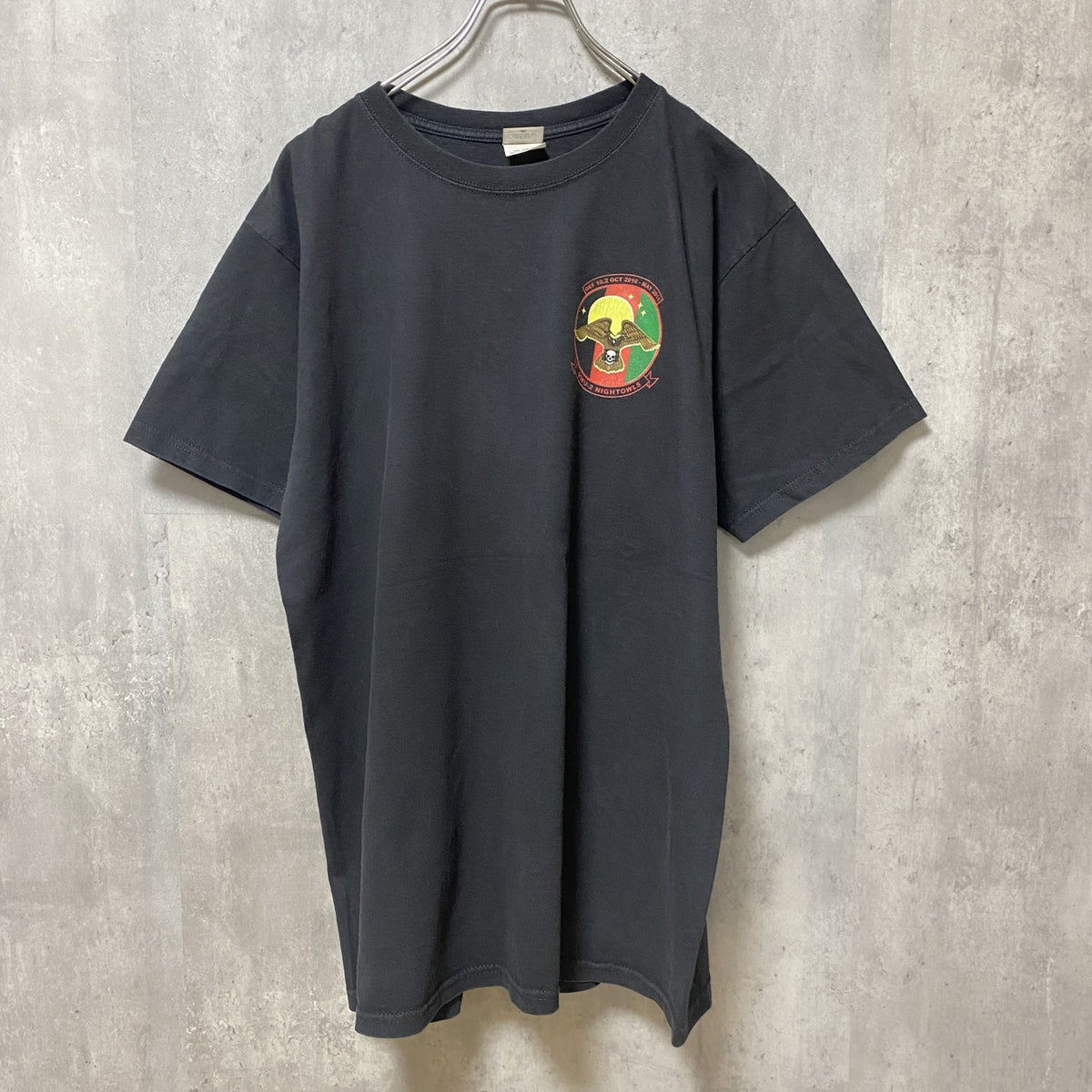 anvil　アンヴィル　半袖プリントTシャツ　フクロウ　バックプリント　アニマル柄　レトロ　黒　ブラック　Lサイズ　古着