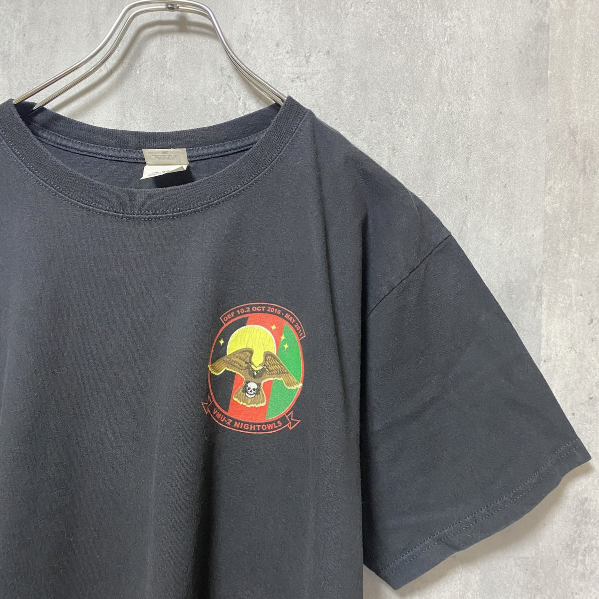 anvil　アンヴィル　半袖プリントTシャツ　フクロウ　バックプリント　アニマル柄　レトロ　黒　ブラック　Lサイズ　古着