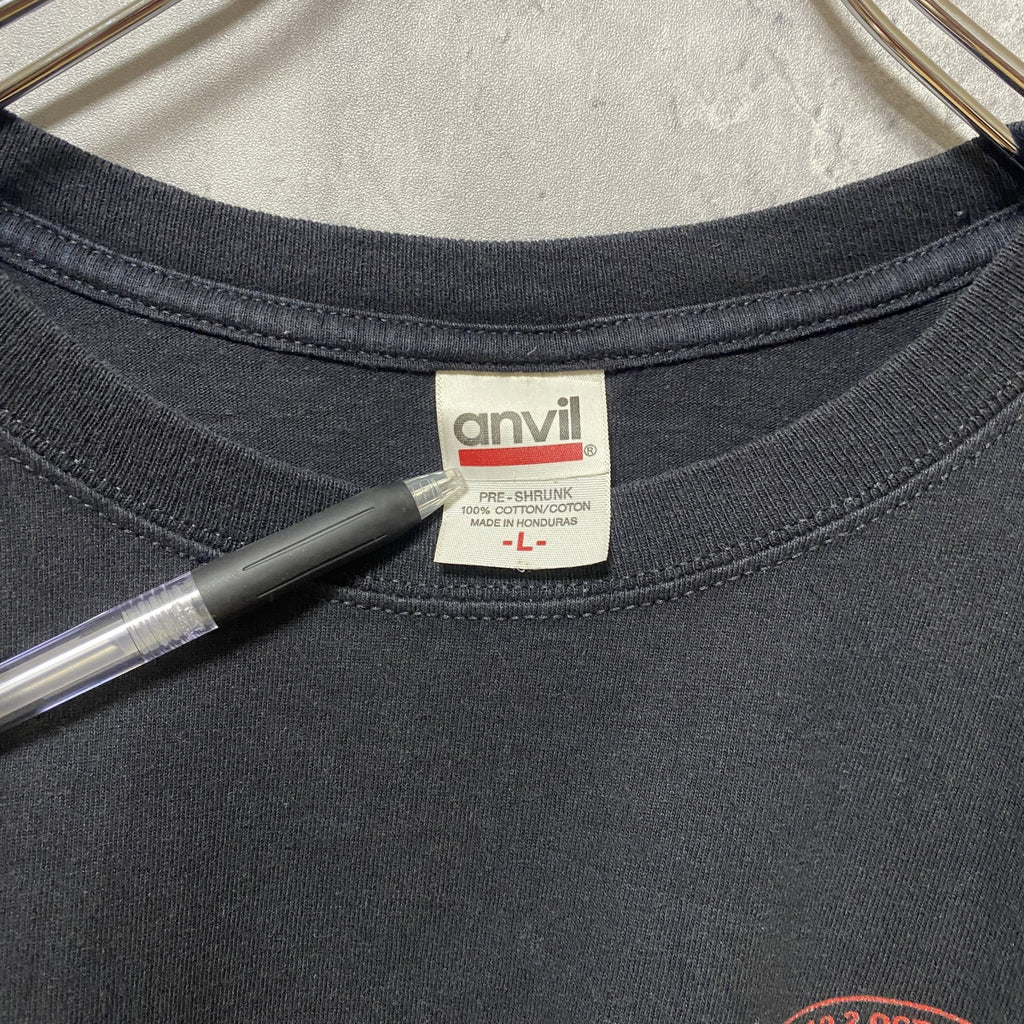 anvil　アンヴィル　半袖プリントTシャツ　フクロウ　バックプリント　アニマル柄　レトロ　黒　ブラック　Lサイズ　古着