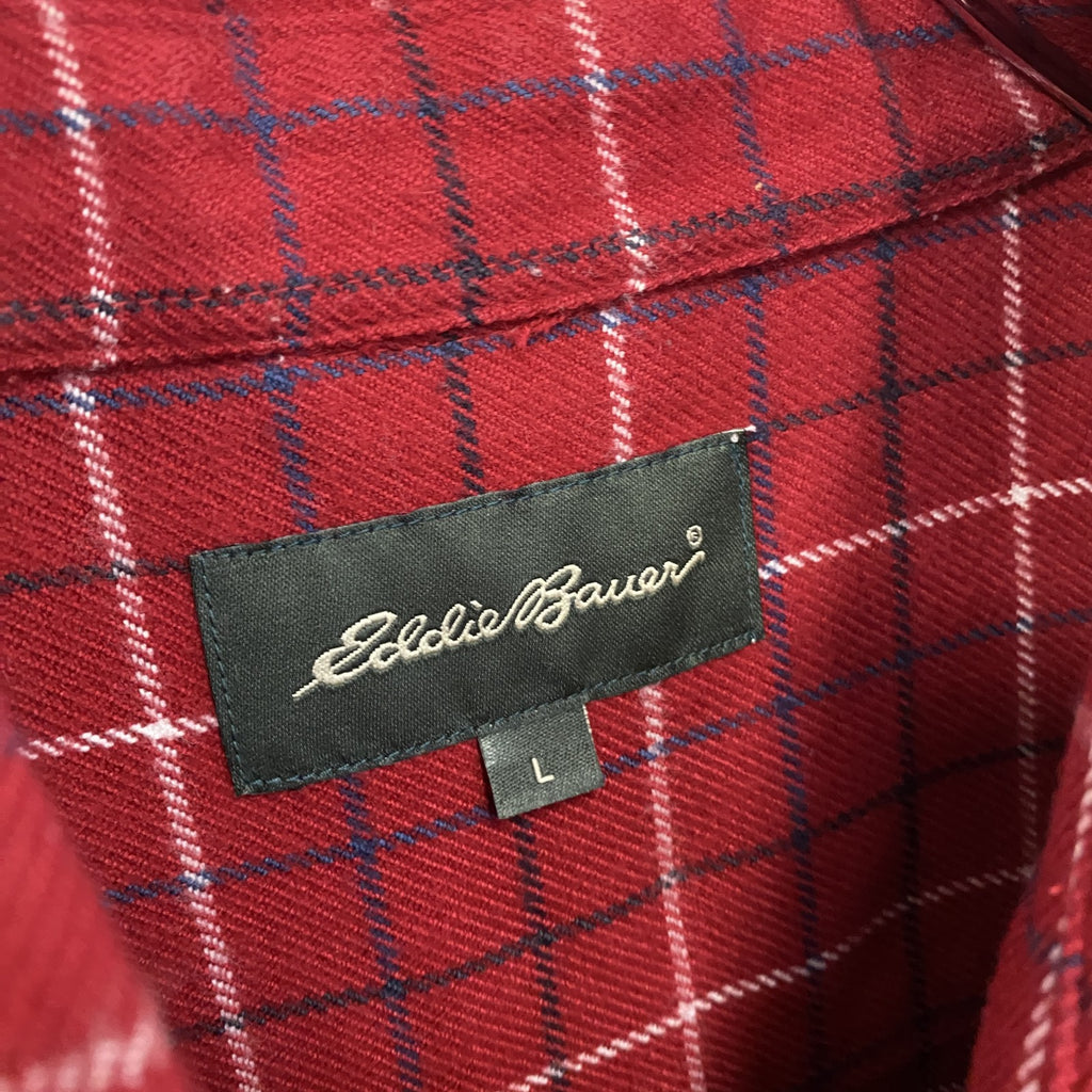 Eddie Bauer　エディーバウアー　長袖シャツ　ボタンダウンシャツ　チェック柄　赤　レッド　Lサイズ　古着