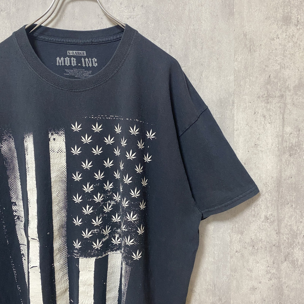 MOB INK　半袖プリントTシャツ　アメリカ　国旗　黒　ブラック　レトロデサイン　ビッグシルエット　XLサイズ　古着