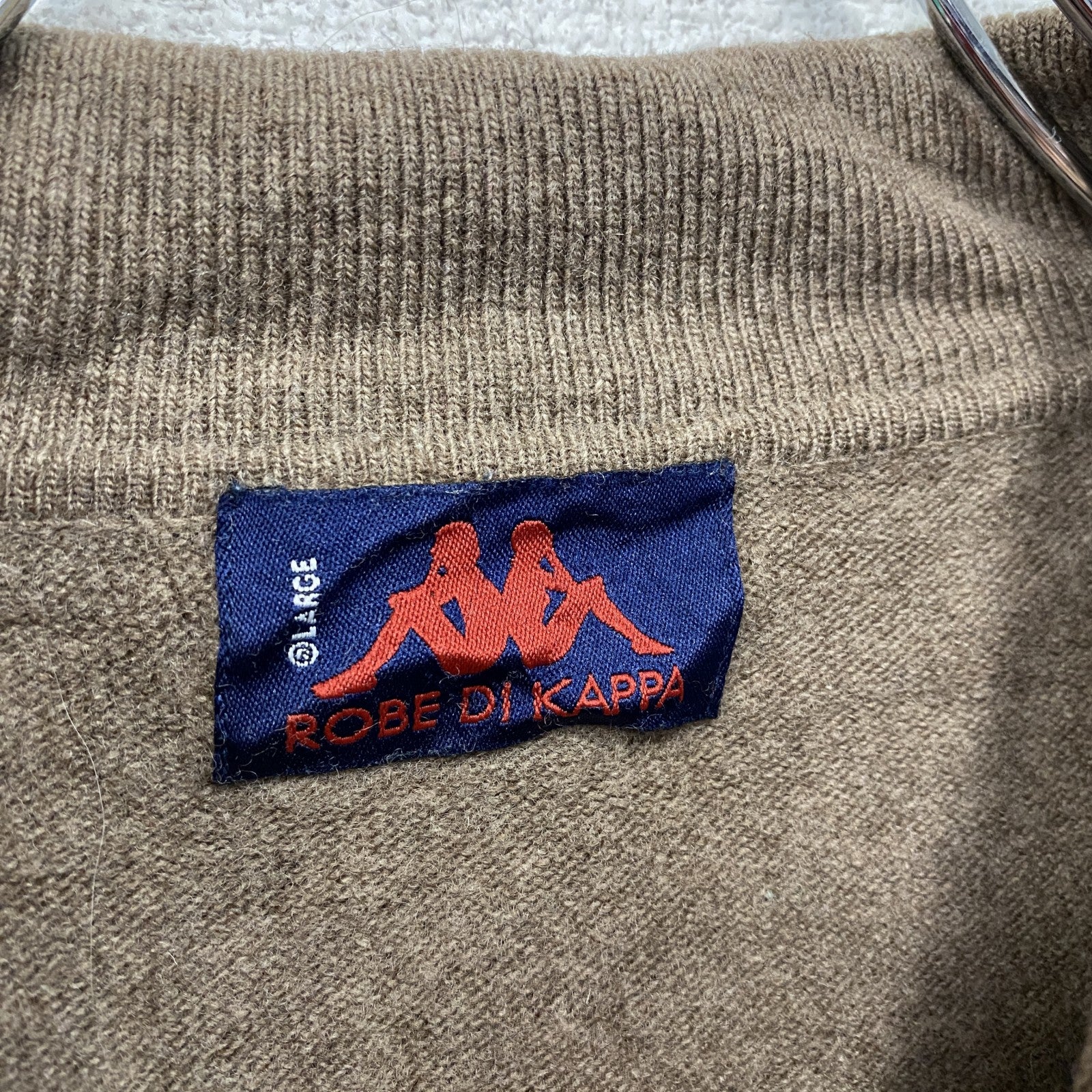 90s～　Kappa　カッパ　ウールニットセーター　ニットポロセーター　ヴィンテージ　茶色　ブラウン　Lサイズ　古着