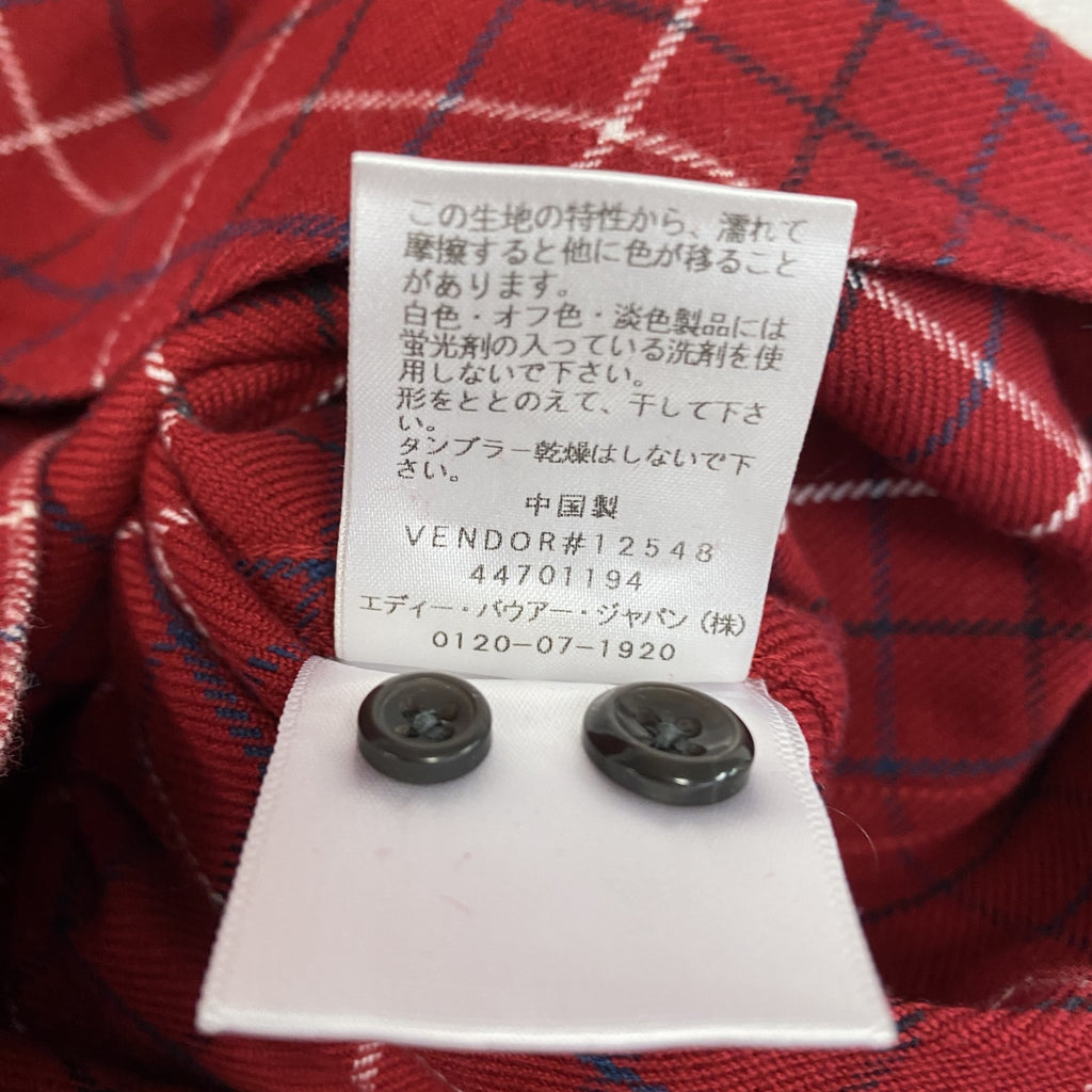 Eddie Bauer　エディーバウアー　長袖シャツ　ボタンダウンシャツ　チェック柄　赤　レッド　Lサイズ　古着