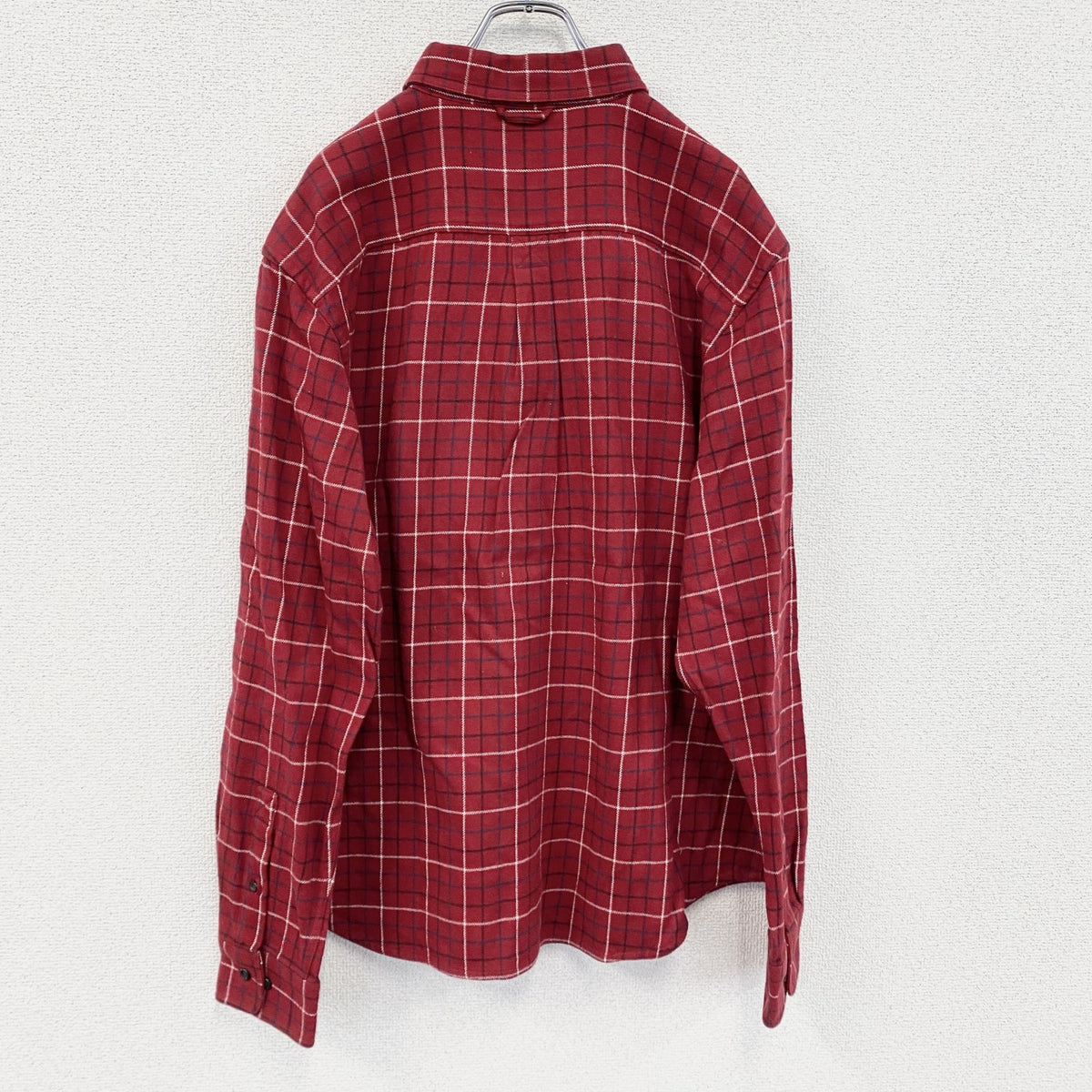Eddie Bauer　エディーバウアー　長袖シャツ　ボタンダウンシャツ　チェック柄　赤　レッド　Lサイズ　古着