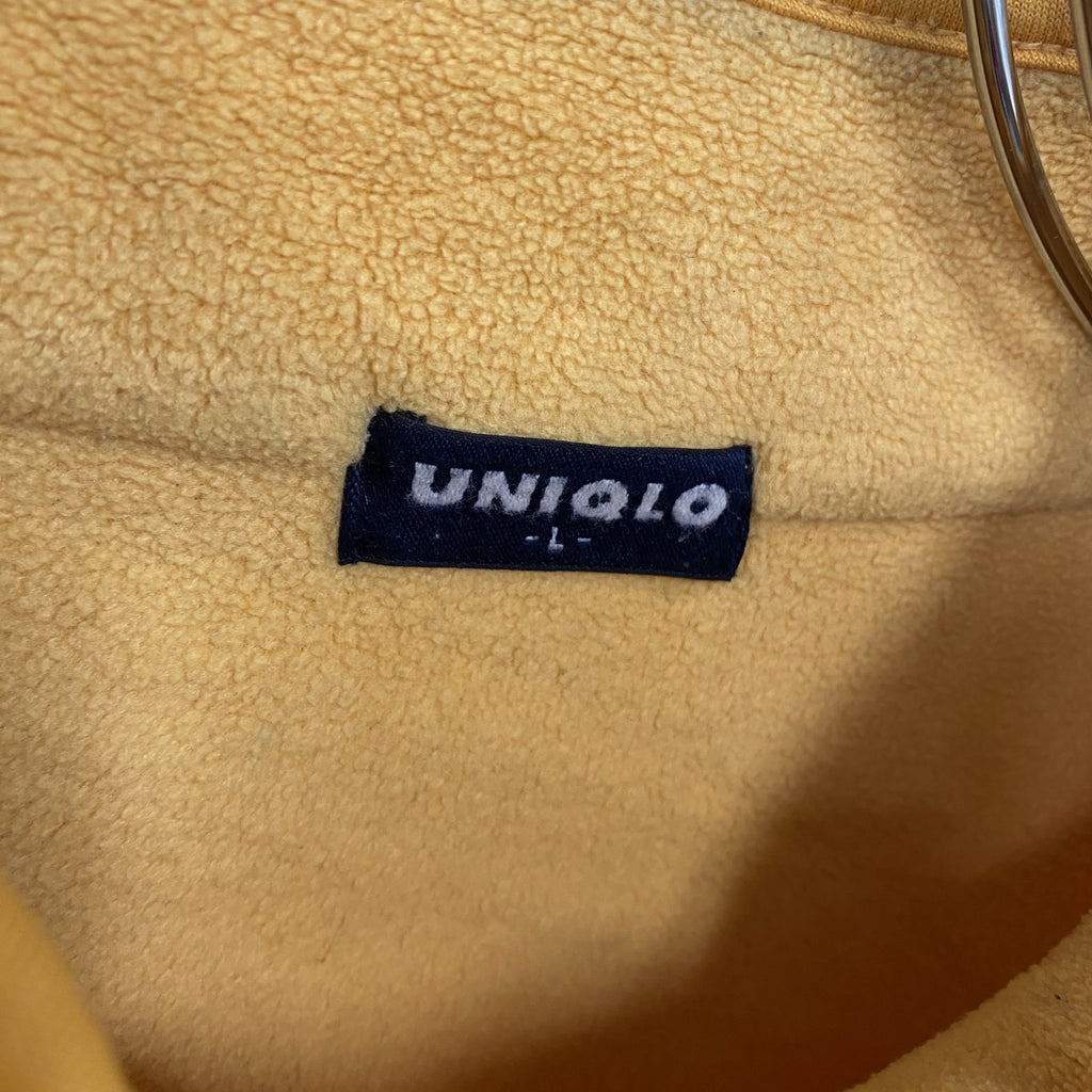 90s　OLD UNIQLO　オールドユニクロ　シンチラスナップTタイプ　ハーフジップフリースジャケット/ボアジャケット　イエロー　Lサイズ　　ヴィンテージ　古着