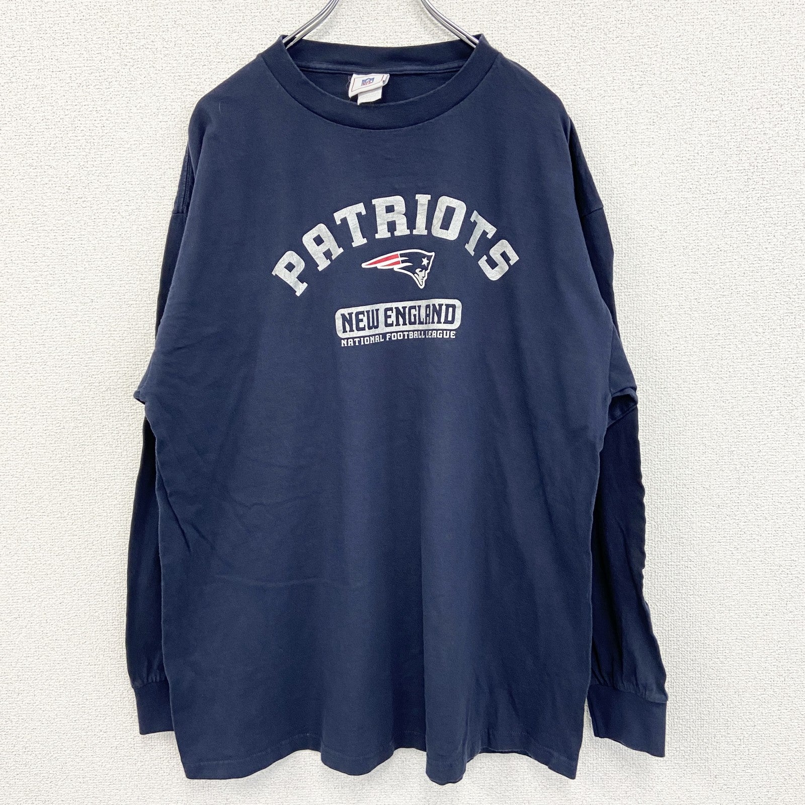 NFL　長袖プリントTシャツ　ニューイングランドペイトリオッツ　フットボール　紺　ネイビー　2XLサイズ　古着