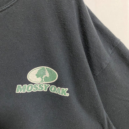 古着 used　MOSSY OAK　半袖アニマルプリントTシャツ　ワンポイントロゴ　クルーネック　黒　ブラックXLサイズ