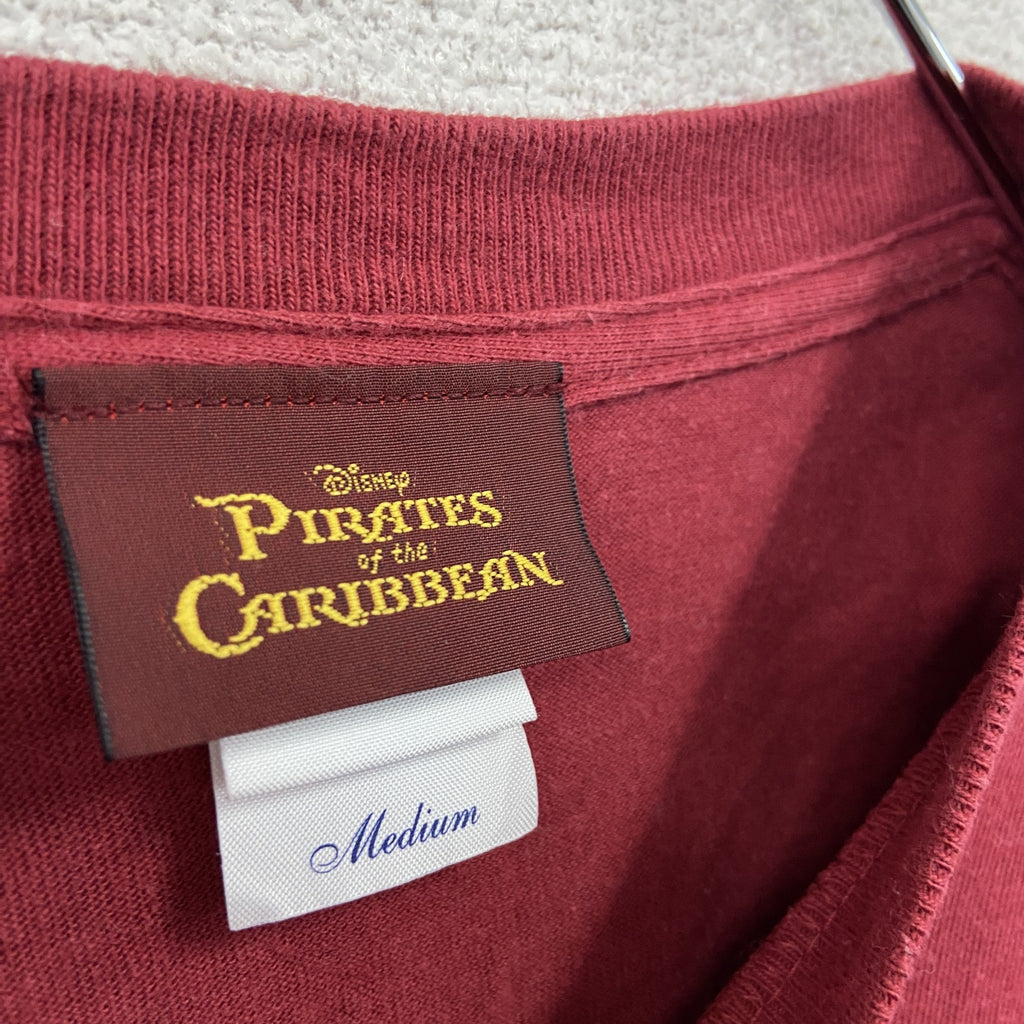 PIRATES of the CARIBBEAN　パイレーツオブザカリビアン　半袖ムービープリントTシャツ　赤　レッド　Mサイズ　古着