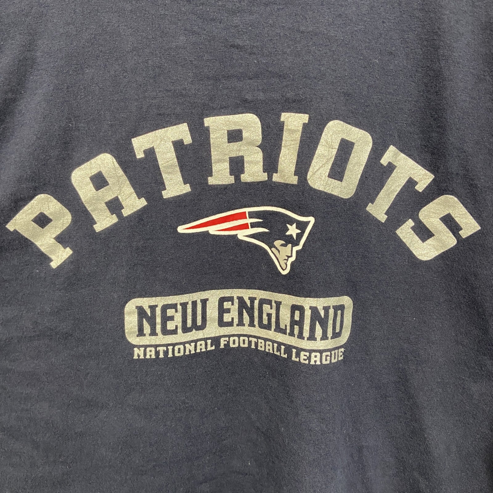 NFL　長袖プリントTシャツ　ニューイングランドペイトリオッツ　フットボール　紺　ネイビー　2XLサイズ　古着