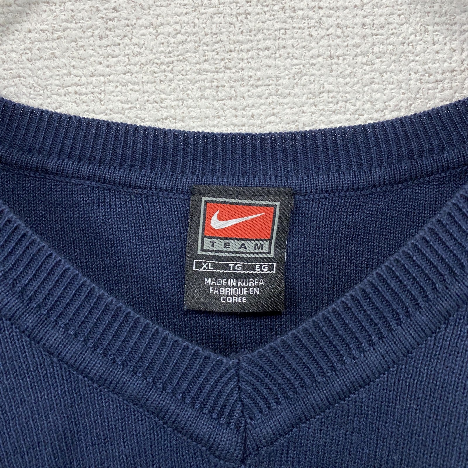 90s　NIKE　ナイキ　コットンニットベスト　スウッシュ　ヴィンテージ　紺　ネイビー　XLサイズ　古着
