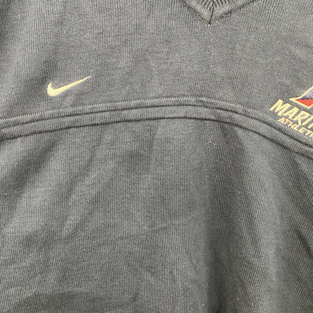 90s　NIKE　ナイキ　コットンニットベスト　スウッシュ　ヴィンテージ　紺　ネイビー　XLサイズ　古着