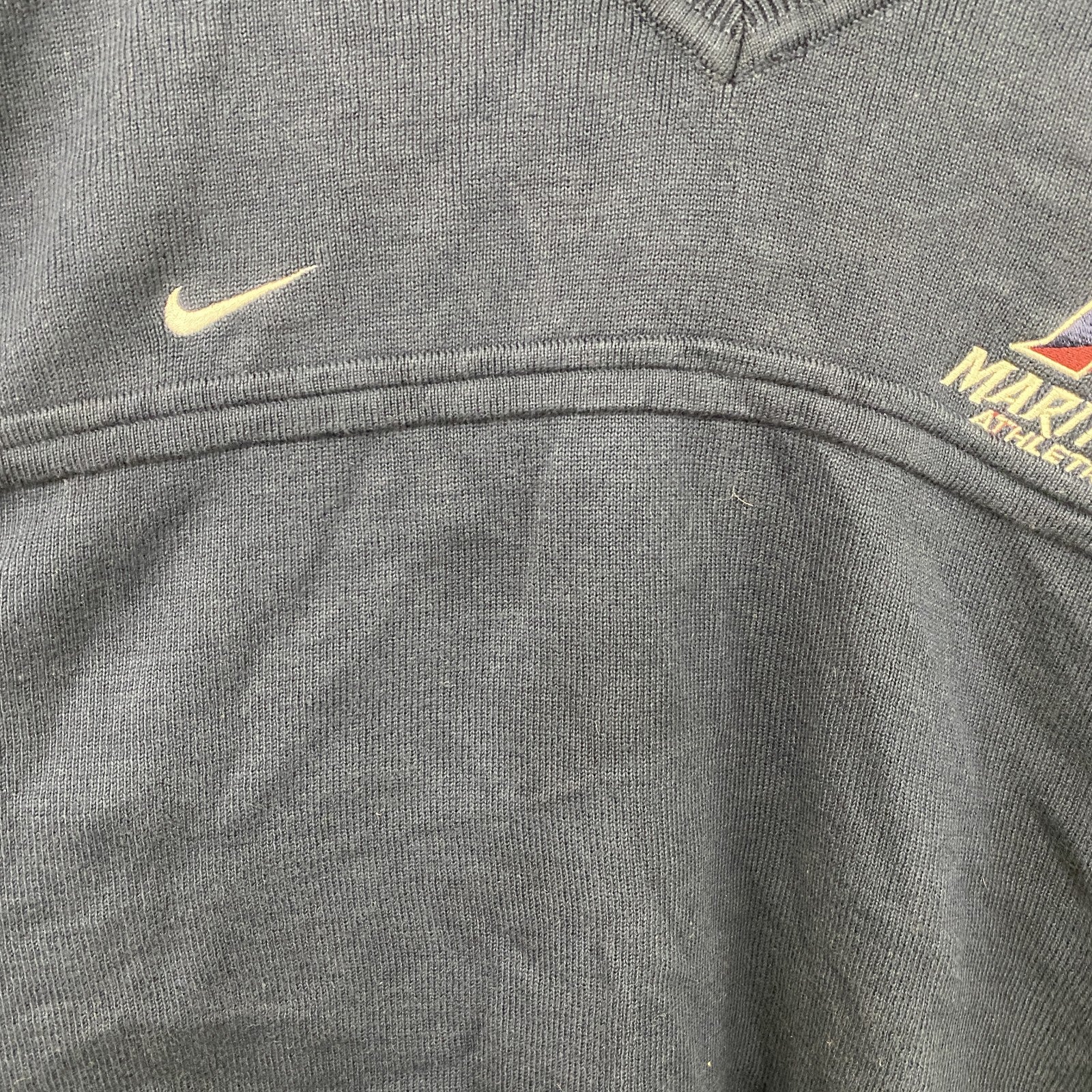 90s　NIKE　ナイキ　コットンニットベスト　スウッシュ　ヴィンテージ　紺　ネイビー　XLサイズ　古着