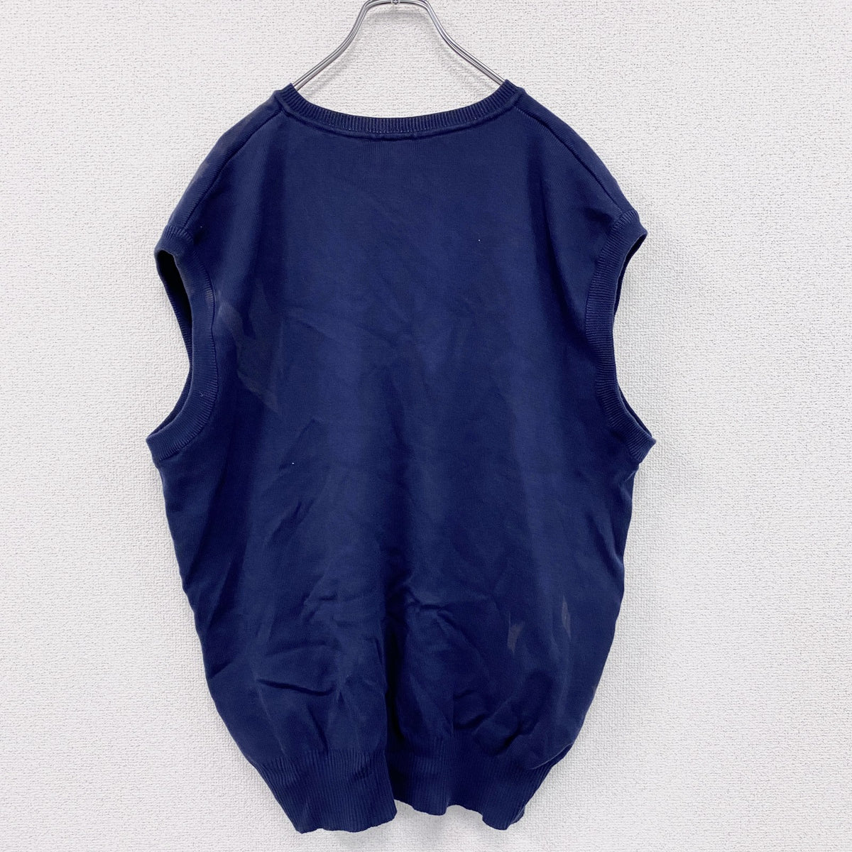 90s　NIKE　ナイキ　コットンニットベスト　スウッシュ　ヴィンテージ　紺　ネイビー　XLサイズ　古着