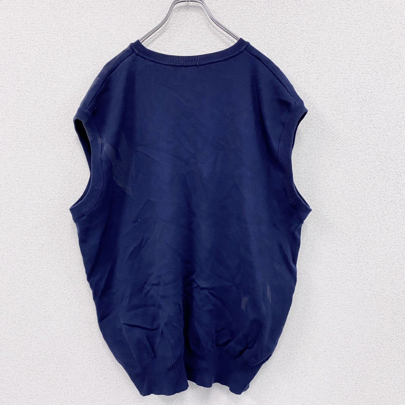 90s　NIKE　ナイキ　コットンニットベスト　スウッシュ　ヴィンテージ　紺　ネイビー　XLサイズ　古着
