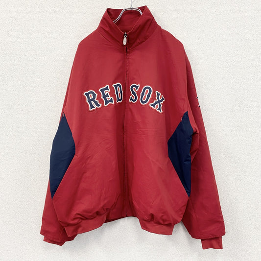 majestic　レッドソックス　スタジャン/スタジアムジャケット　フリースライナー　中綿入り　赤　レッド　XLサイズ