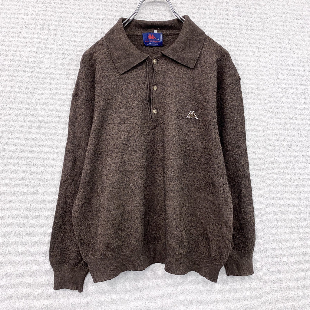 90s～　Robe di Kappa　カッパ　ニットポロセーター　ヴィンテージ　茶色　ブラウン　　古着
