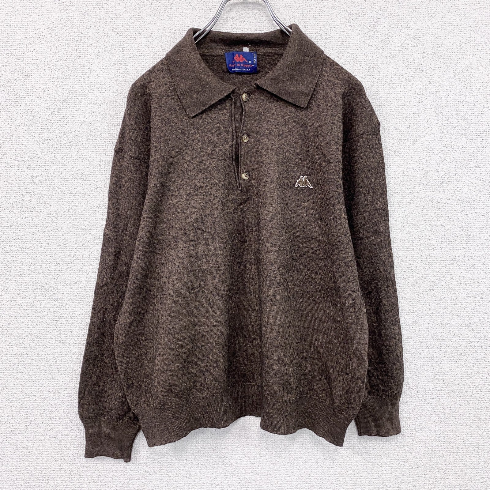 90s～　Robe di Kappa　カッパ　ニットポロセーター　ヴィンテージ　茶色　ブラウン　　古着