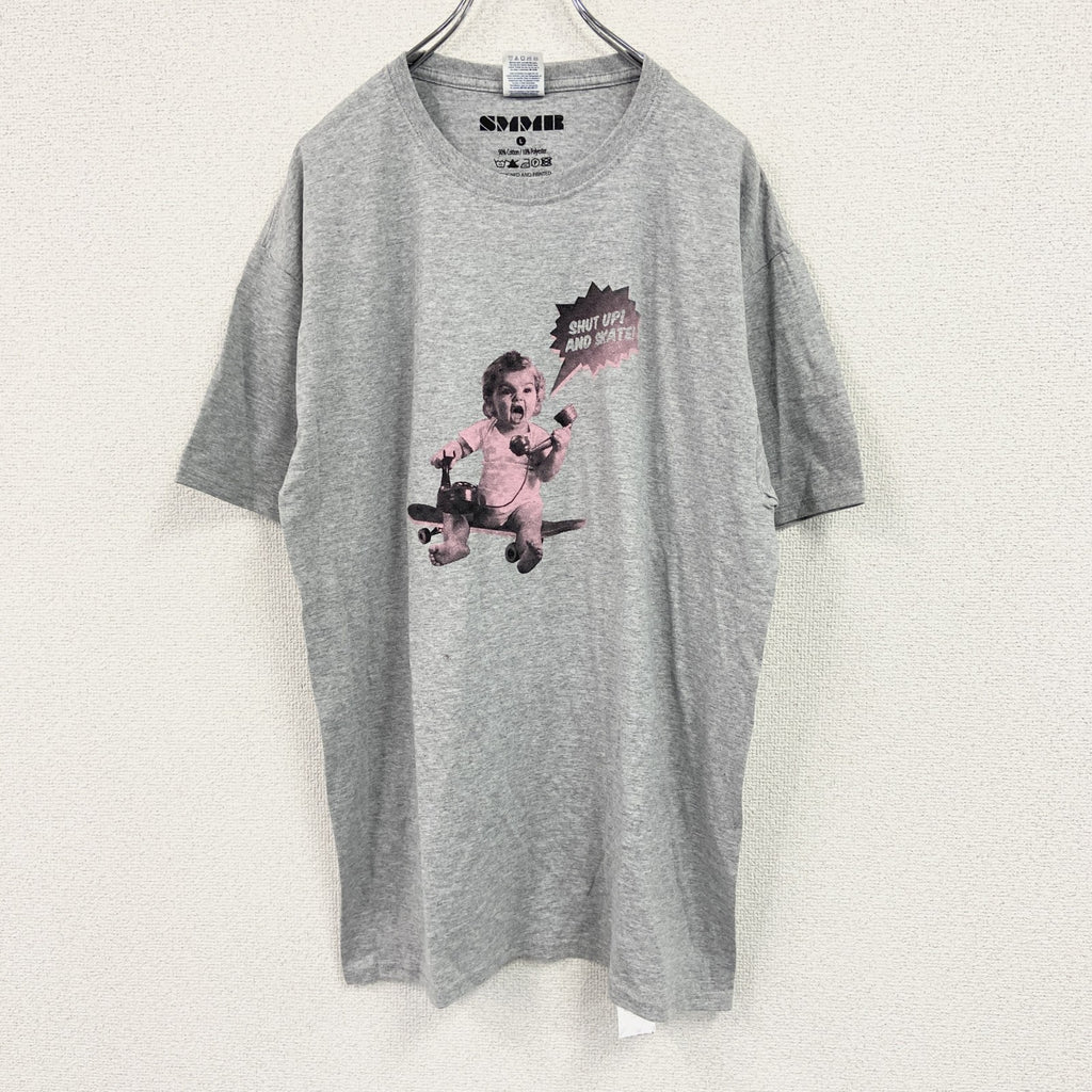 JERZEES　ジャージーズ　SMMR　赤ちゃん　半袖プリントTシャツ　灰色　グレー　Lサイズ　古着