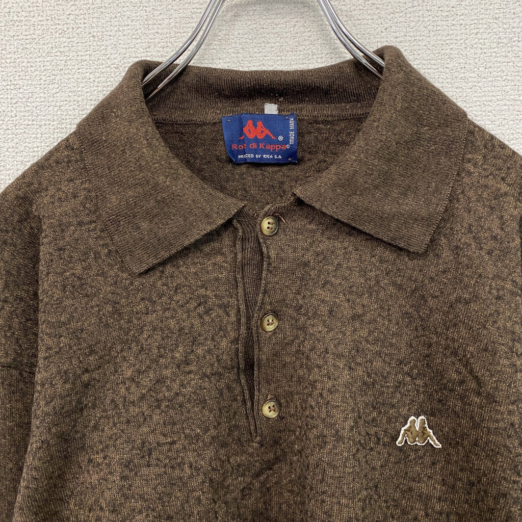 90s～　Robe di Kappa　カッパ　ニットポロセーター　ヴィンテージ　茶色　ブラウン　　古着