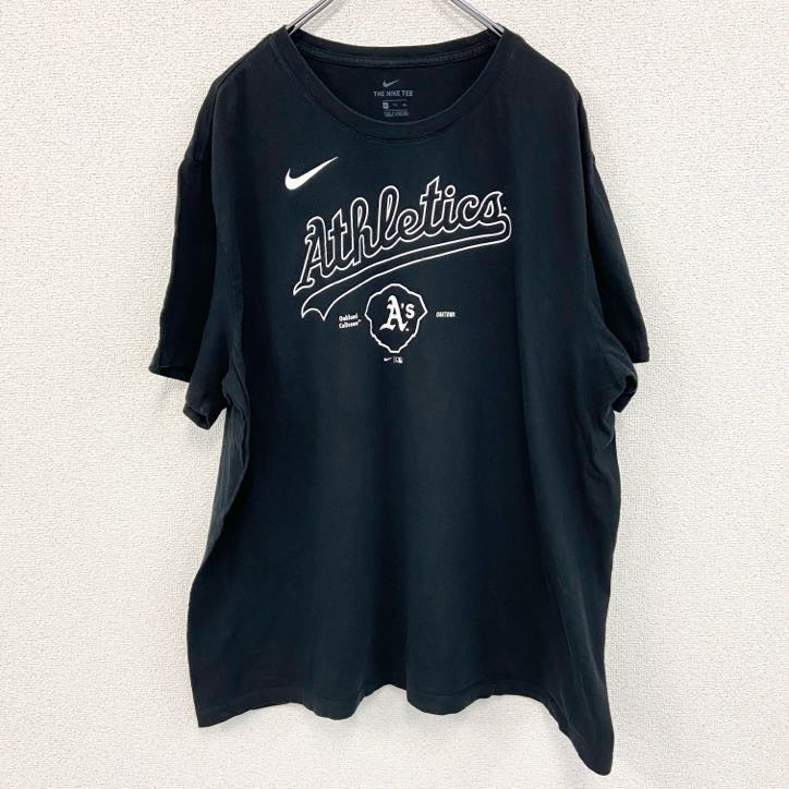古着 used　NIKE　ナイキ　MLB　半袖プリントTシャツ　オークランドアスレチックス　黒　ブラック　2XLサイズ